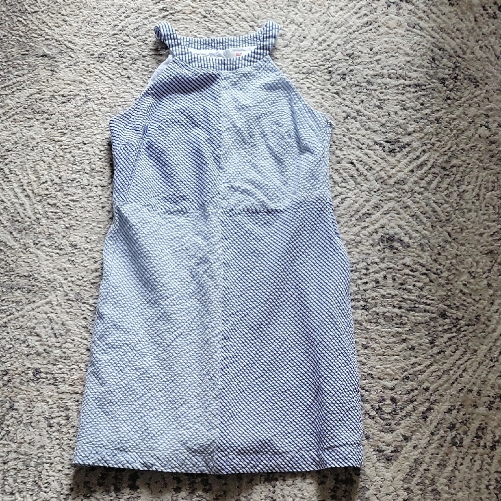 Vineyard Vines Made in Italy Seersucker Blue Stripe Block Mini Dress Size XS